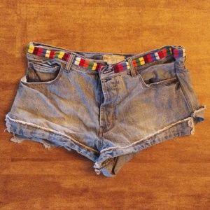Size 31 Free People Rainbow Belt Jean Shorts